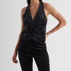 Velvet Double Breasted Halter Vest